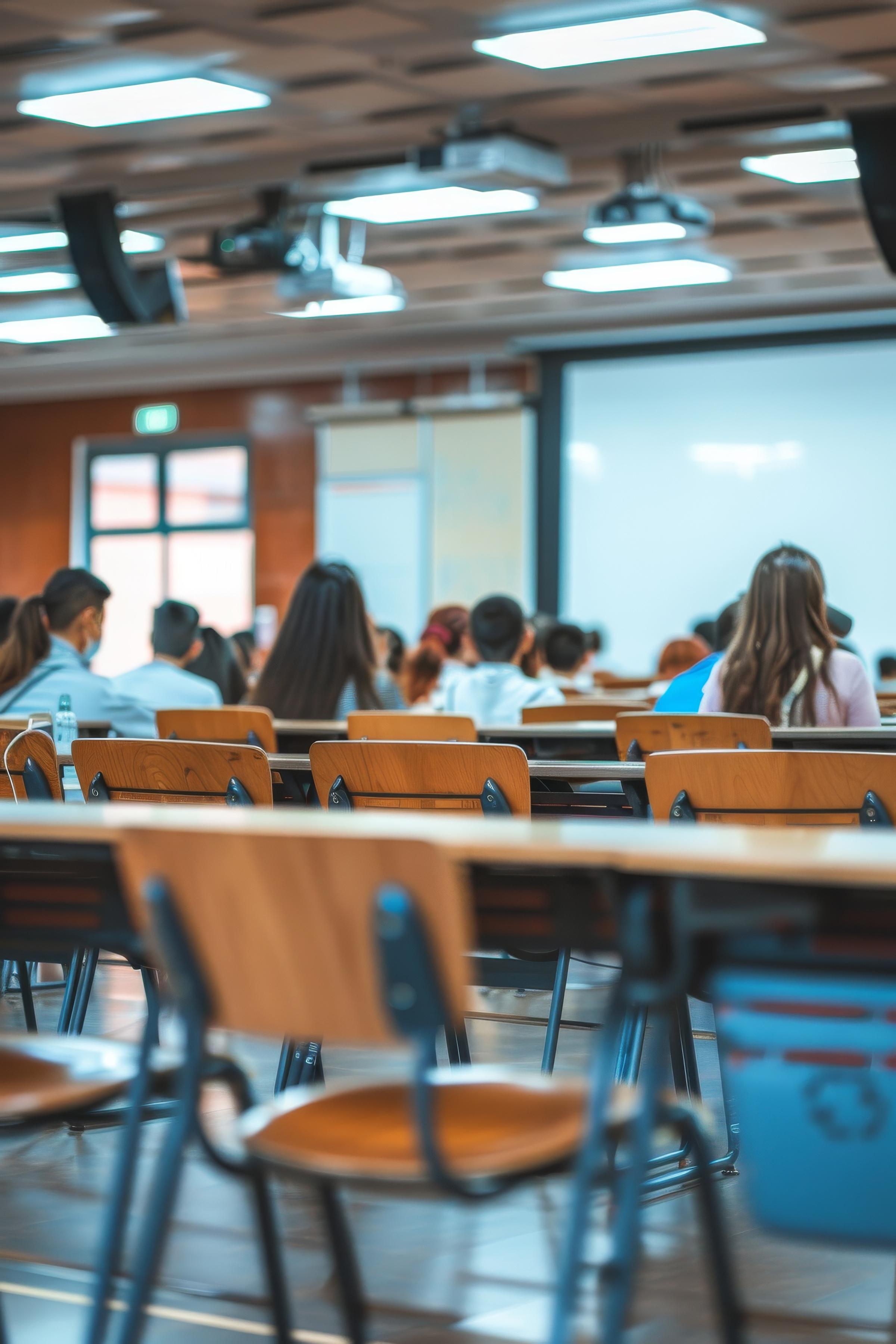 Etudiants en salle de classe qui travaillent 