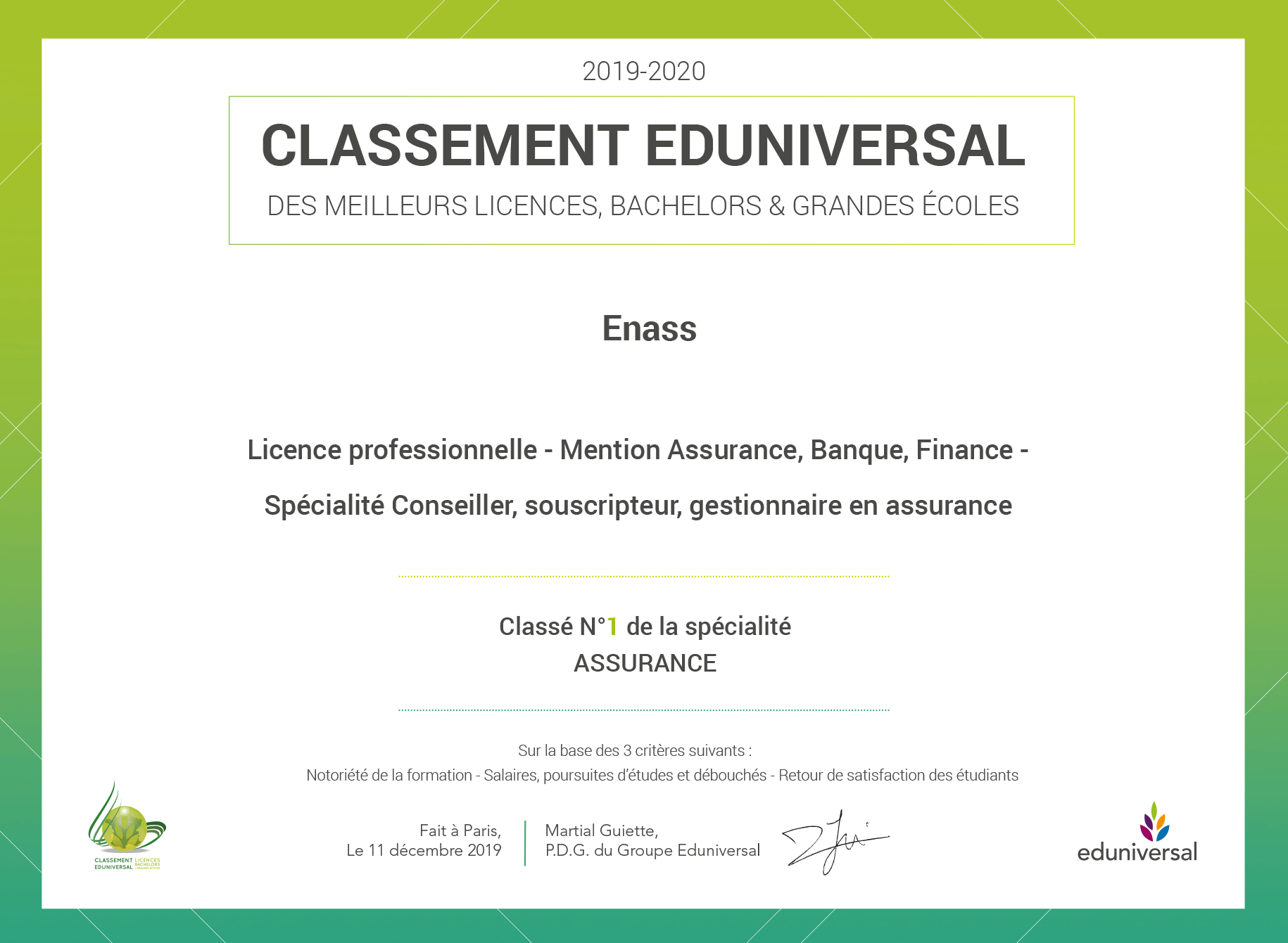 diplome classement