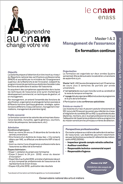 Master 1 & 2 Management de l'assurance (en formation continue)