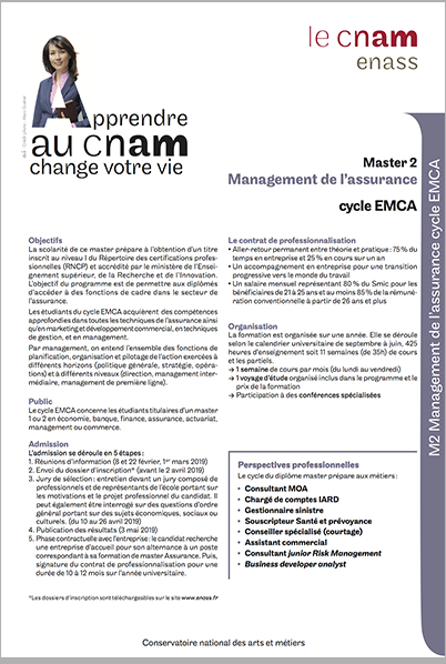 Master 2 Management de l'assurance, cycle ELSA: élèves en Management et Commerce (en alternance)