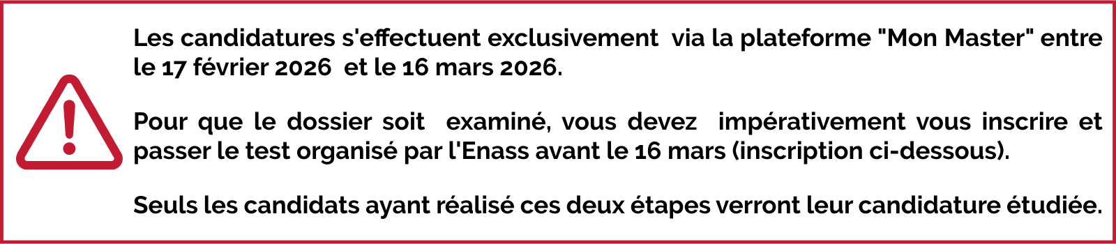 Candidatures uniquement sur Mon Master
